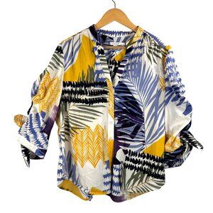Chicos Womens Button-Down Blouse US16 Tropical Print beach‎